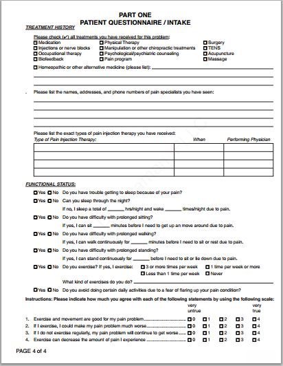 Patient Health History Questionnaire Form