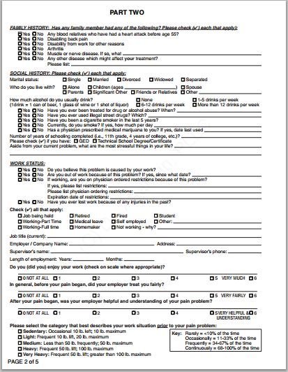 Patient Health History Questionnaire Form