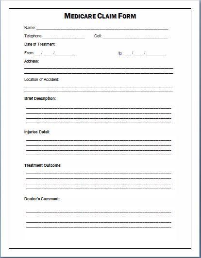 Medicare Claim Form Template