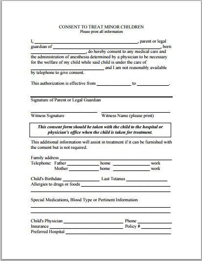 Consent to Treat Minor Children
