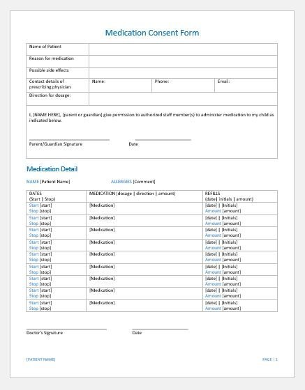 Medication consent form